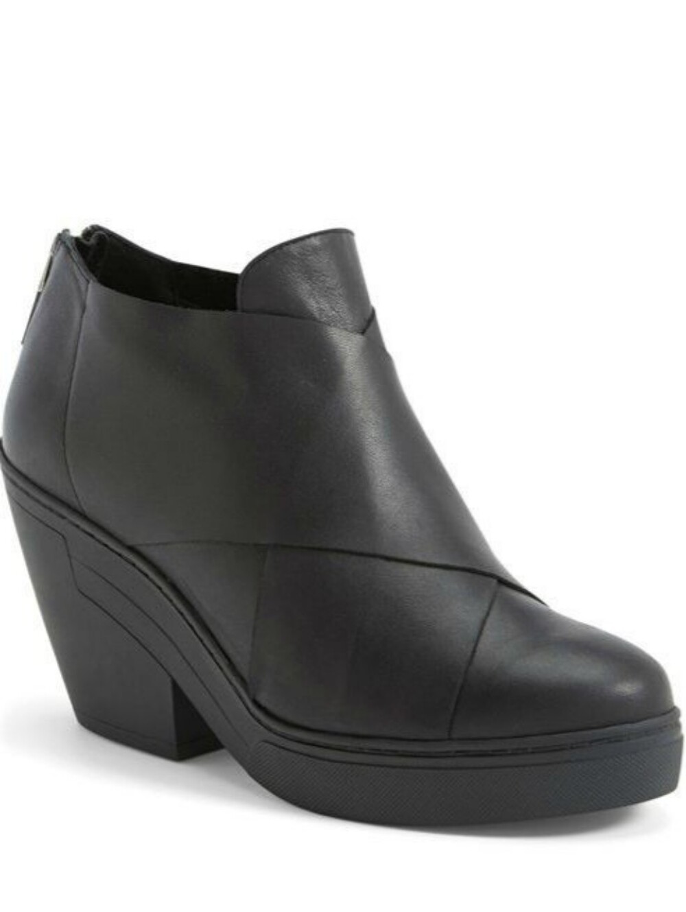 Eileen Fisher Cosmos Ankle Booties Sz 8.5 Black Leather